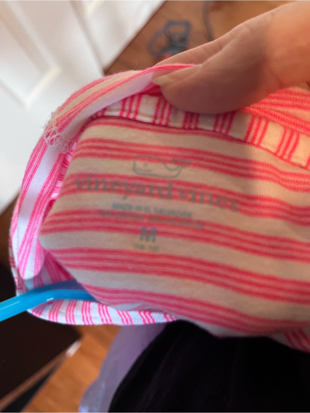 Vineyard Vines Girls size M Striped Pink Hooded Pullover with Kangaroo Pocket - Picture 9 of 9